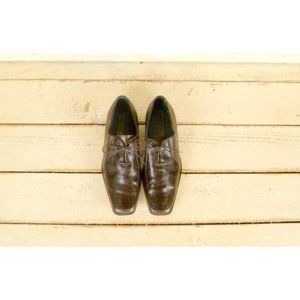 Mens bark brown leather crocodile embossed Stacy Adams oxford shoes/11.5